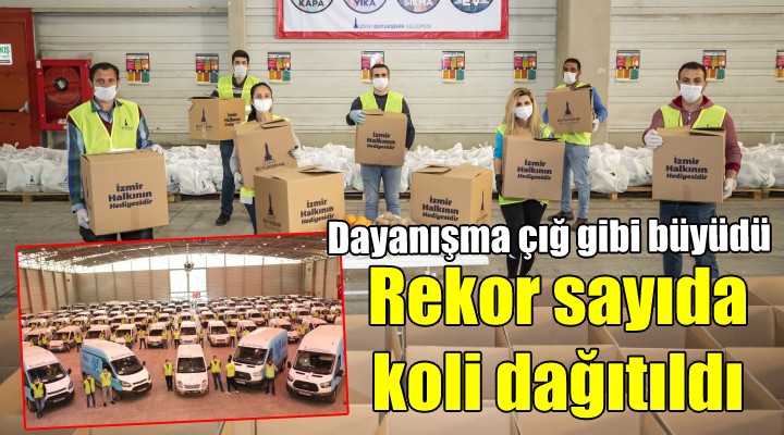 İzmir de dayanışma çığ gibi büyüdü.. Rekor sayıda koli dağıtıldı