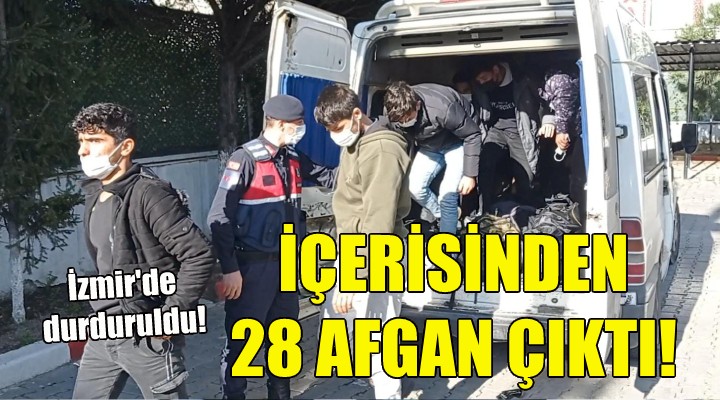 İzmir de durduruldu... İçerisinden 28 kaçak Afgan çıktı!