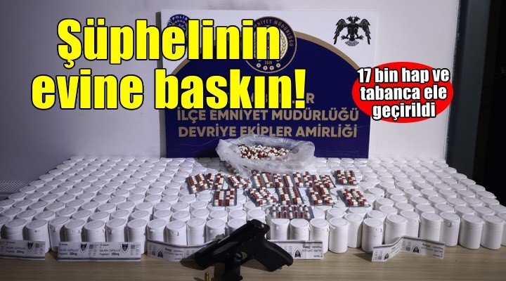 İzmir'de evinde uyuşturucu ve tabanca bulunan şüpheliye gözaltı