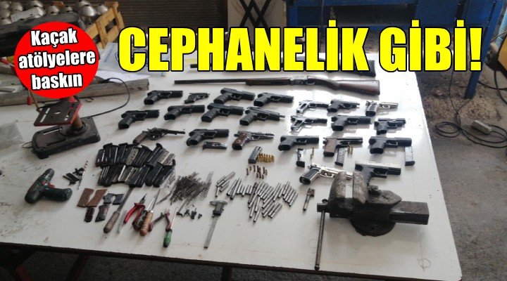 İzmir de kaçak silah atölyelerine baskın!