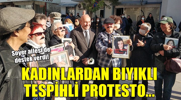 İzmir de kadınlardan bıyıklı, tespihli protesto!