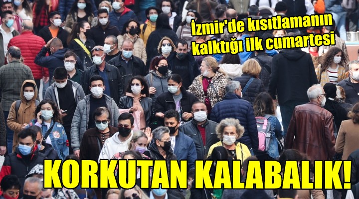 İzmir de kısıtlamanın kalktığı ilk cumarteside korkutan kalabalık!