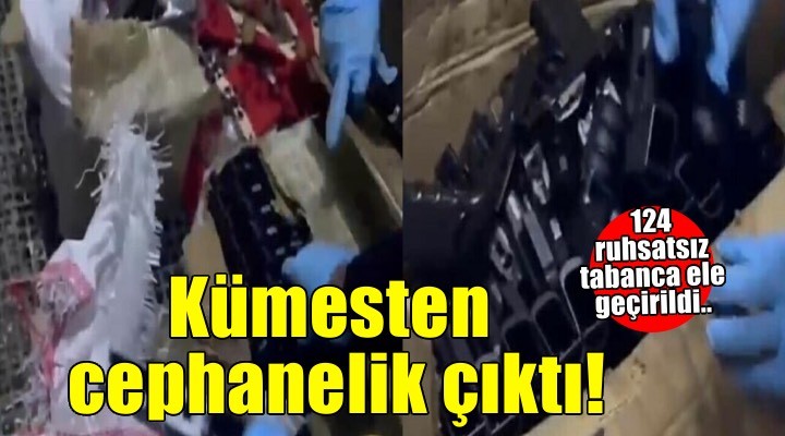 İzmir'de kümesten cephanelik çıktı! 124 ruhsatsız tabanca ele geçirildi...