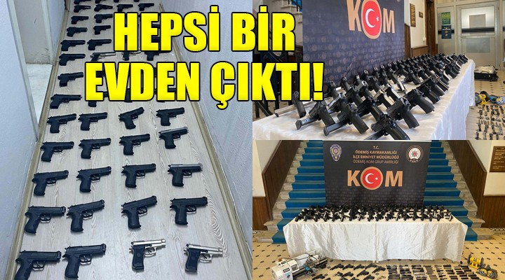 İzmir de o evden 76 tabanca çıktı