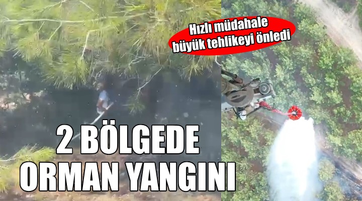 İzmir de aynı anda 2 bölgede orman yangını...