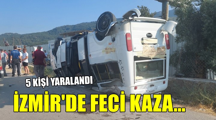İzmir de otomobil ile minibüs çarpıştı: 5 yaralı