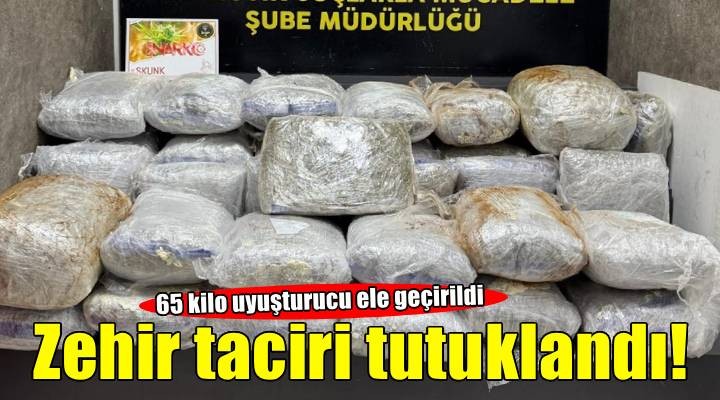 İzmir'de otomobilde 65 kilo 367 gram uyuşturucu ele geçirildi
