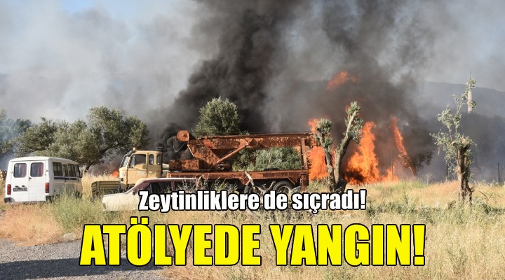 İzmir de palet imalathanesinde yangın!