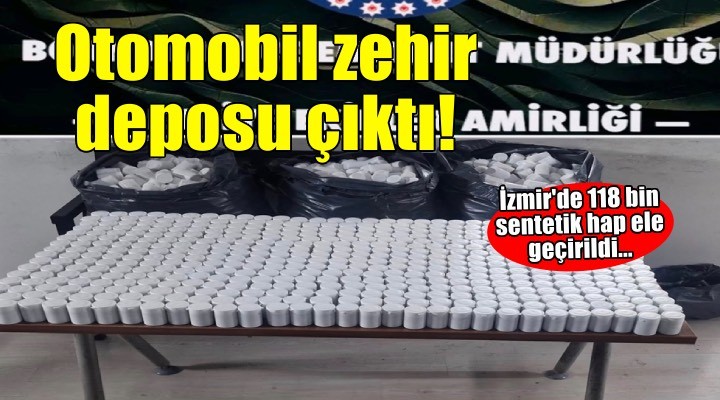 İzmir'de polisten kaçan şüphelinin terk ettiği otomobilde 118 bin sentetik hap ele geçirildi