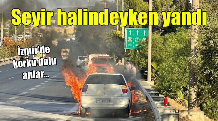 İzmir de seyir halindeki otomobil yandı