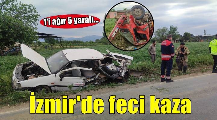 İzmir'de süt kamyonu ile otomobilin çarpıştığı kazada 5 kişi yaralandı