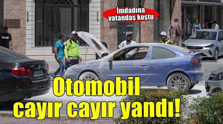İzmir de yanan otomobilde hasar oluştu