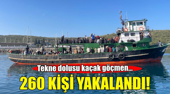 İzmir deki tekneden 260 kaçak göçmen çıktı!