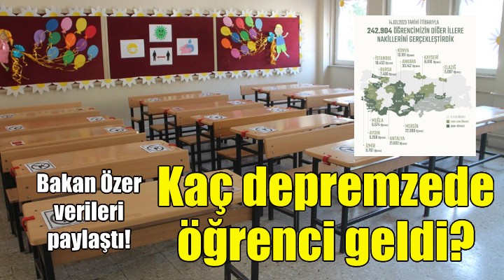 İzmir e deprem bölgesinden kaç öğrenci geldi?