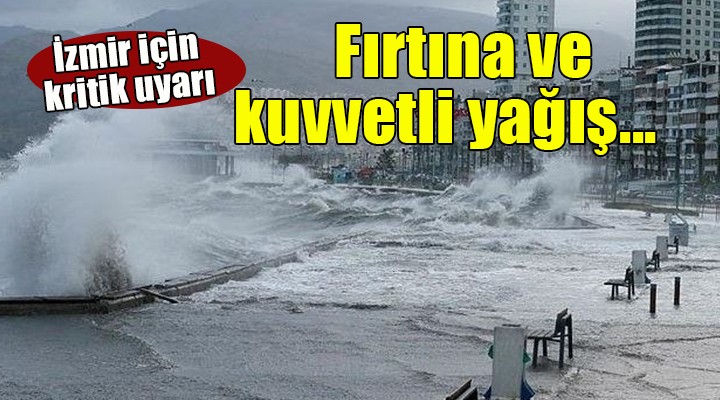 İzmir e fırtına ve kuvvetli yağış uyarısı...