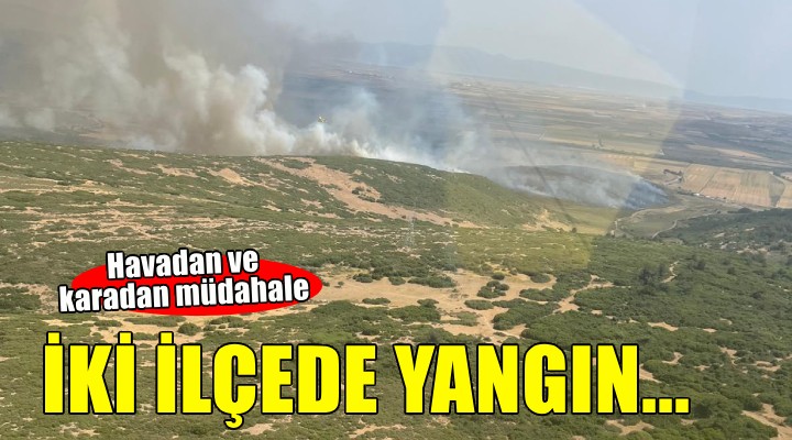 İzmir in iki ilçesinde orman yangını...