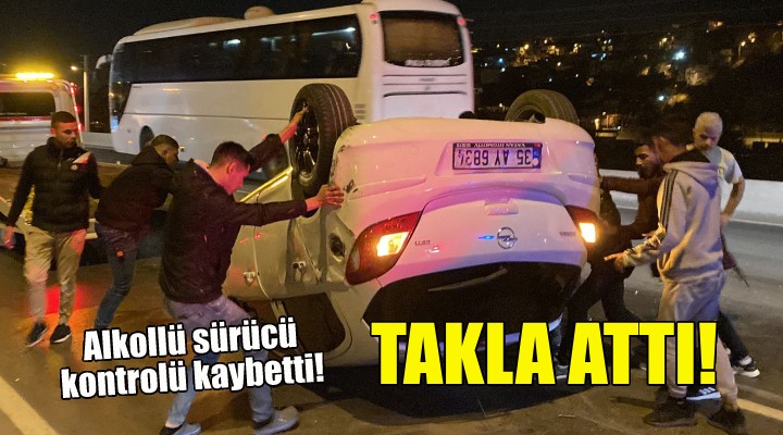 Kaldırıma çarpıp takla attı!