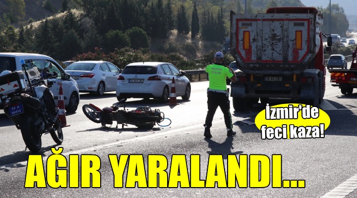 Kamyonla çarpışan motosiklet sürücüsü ağır yaralı!