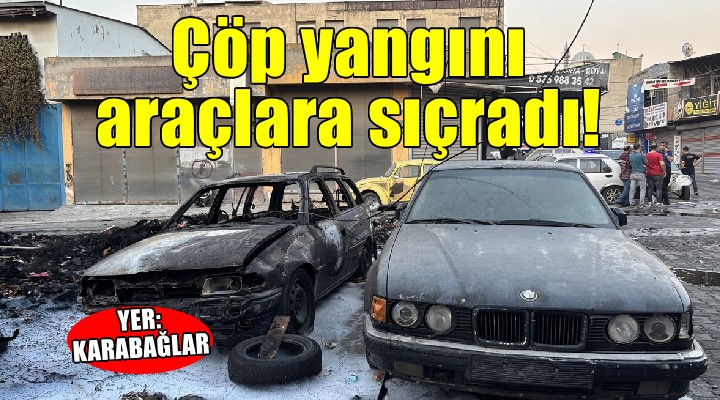 Karabağlar da çöp yangınında 6 araç küle döndü