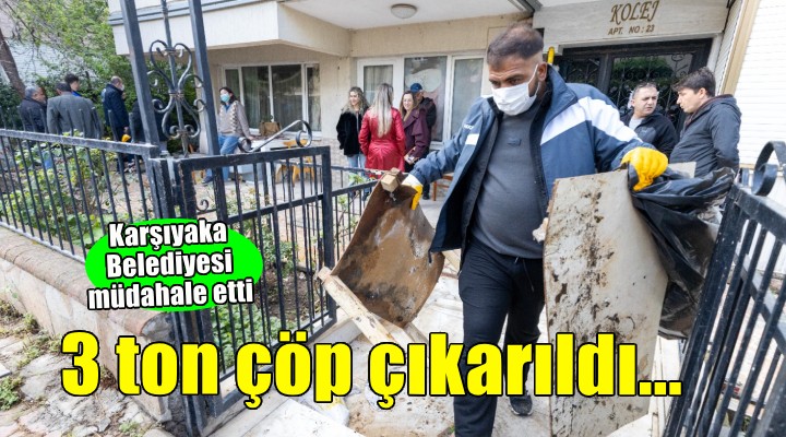 Karşıyaka'da çöp ev... 3 ton atık çıkarıldı!