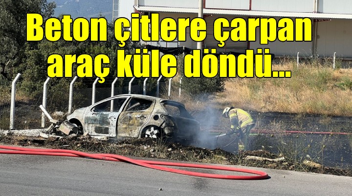 Kaza yapan otomobilde çıkan yangın otluk alana sıçradı!