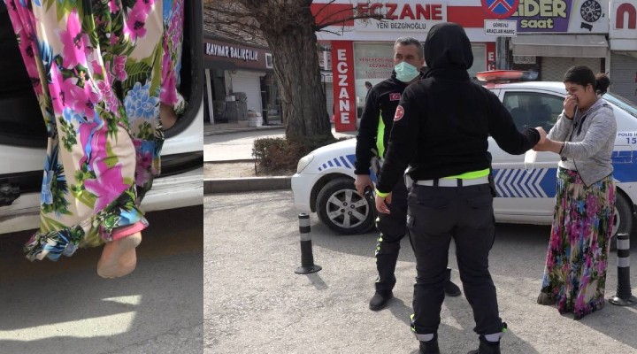 Koca dayağından çıplak ayak kaçıp polise sığındı