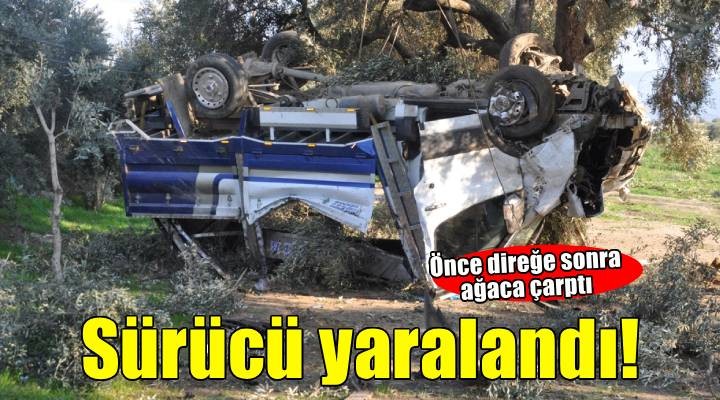 Ödemiş teki kazada kamyonet sürücüsü yaralandı