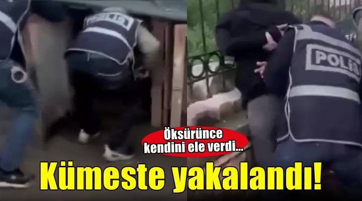 Öksürünce saklandığı  kümeste  yakalandı