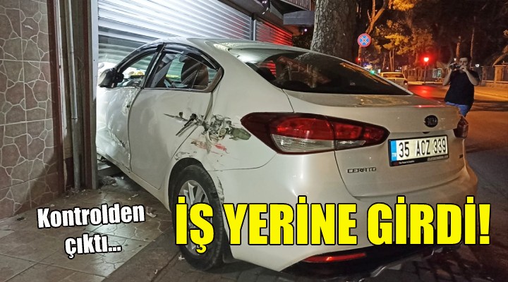 Otomobil iş yerine girdi!