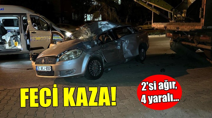 Otomobil kamyona çarptı: 2 si ağır 4 yaralı!