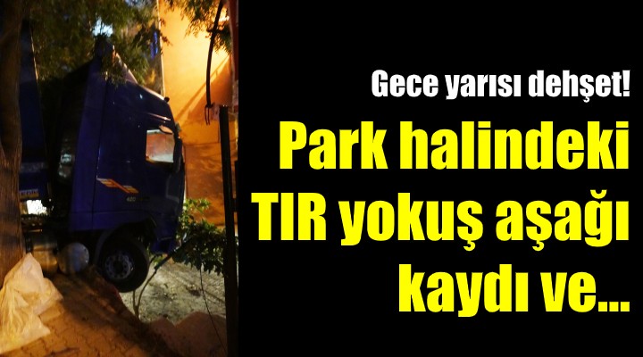 Park halindeki TIR yokuş aşağı kaydı!