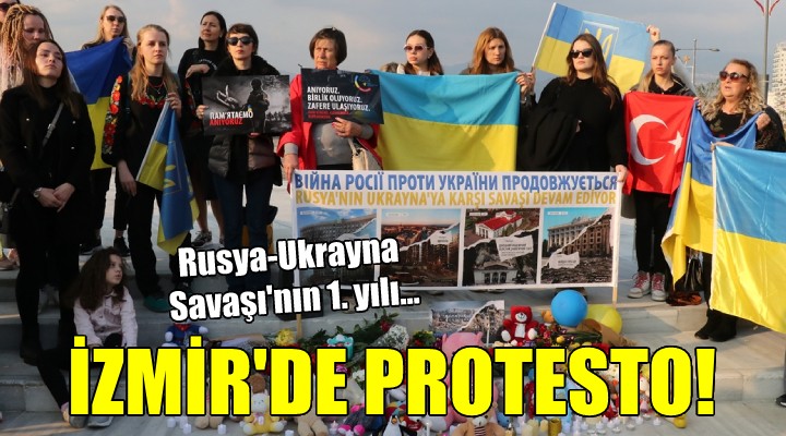 Rusya-Ukrayna Savaşı nın 1. yılında İzmir de protesto