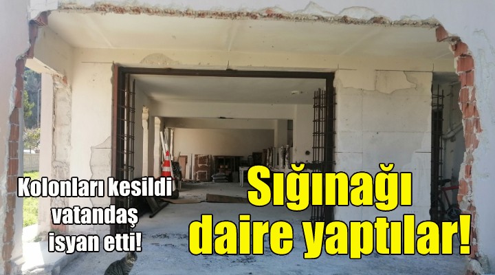 Sığınağın kolonlarını kesip daire yaptılar!