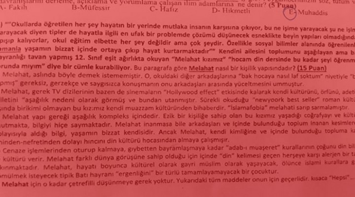 Skandal sınav sorusu hakkında soruşturma!