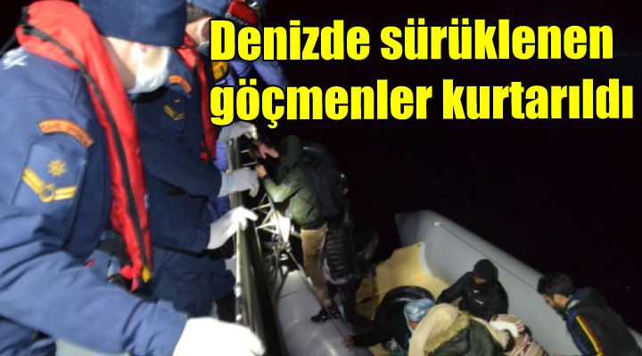 Denizde sürüklenen göçmenler kurtarıldı