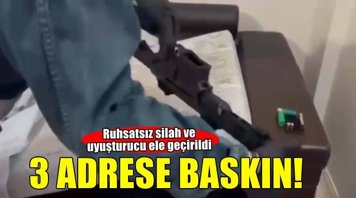Takiple deşifre edildiler; evlerinden ruhsatsız silahlar ile uyuşturucu çıktı