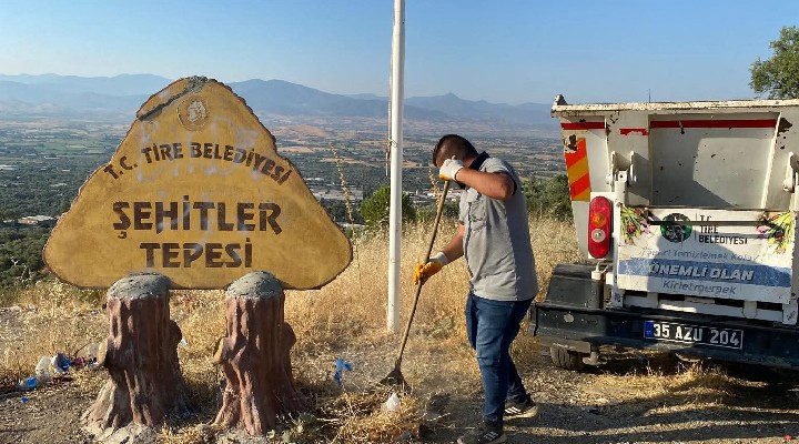 Tire Şehitler Tepesi nde tahrip edilen tabela tamir edildi