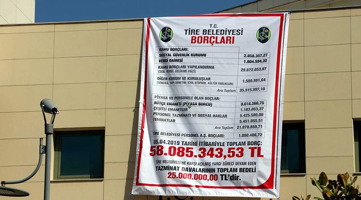 Tire de borçlar afişe edildi