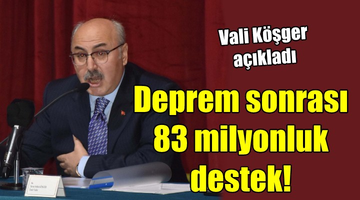 Vali Köşger açıkladı... Deprem sonrası 83 milyonluk destek!