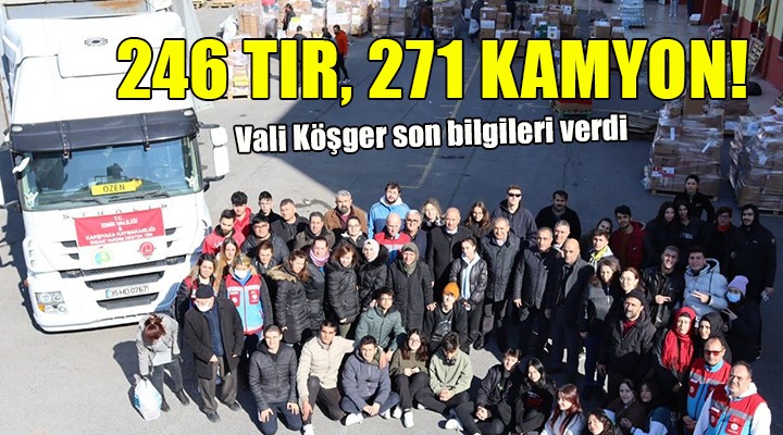 Vali Köşger açıkladı... İzmir den 246 TIR ve 271 kamyon yardım malzemesi gönderildi