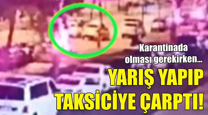 Yarış yapıp taksiciye çarptı!