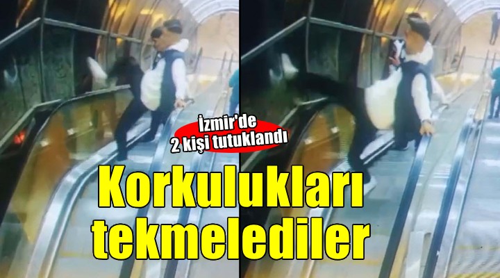 Yaya üst geçidinin korkuluklarına tekme ve yumruklu saldırı