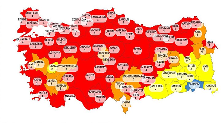 Yeni risk haritası yayınlandı... İŞTE İZMİR DE SON DURUM!