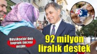 Büyükşehir’den bayram öncesi 92 milyon liralık destek
