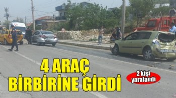 Foça'da 4 araç birbirine girdi: 2 yaralı