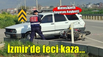 İzmir'de feci kaza kamerada... Motosikletli hayatını kaybetti!