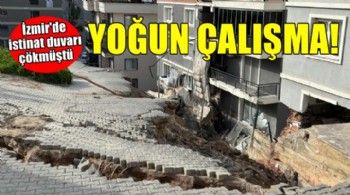 İzmir'de istinat duvarının çöktüğü bölgede çalışmalar sürüyor