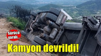İzmir'de kamyon şarampole devrildi!