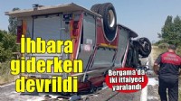 İzmir'de kaza ihbarına giden itfaiye aracının devrilmesi sonucu 2 itfaiyeci yaralandı