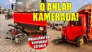 Motosiklet ile kamyonet çarpıştı! O anlar güvenlik kamerasında...
